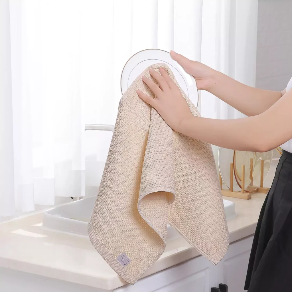 Homaxy Waffle Weave Dish Towels Review: The $10 Kitchen Upgrade That Changes Everything 4 Homaxy Waffle Weave Dish Towels Review Drying plate image