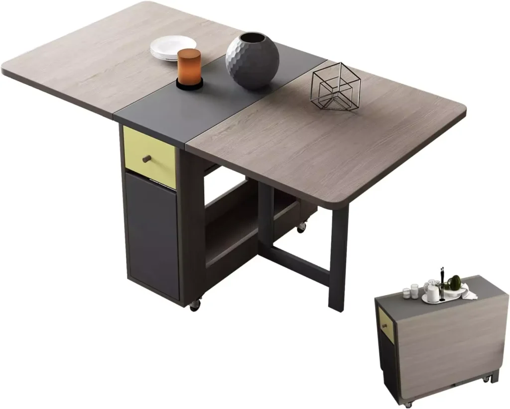 Best Foldable Furniture for Small Spaces on Amazon in 2025 4 FUNROLUX Folding Dining Table with Storage Rack and 2 Drawers