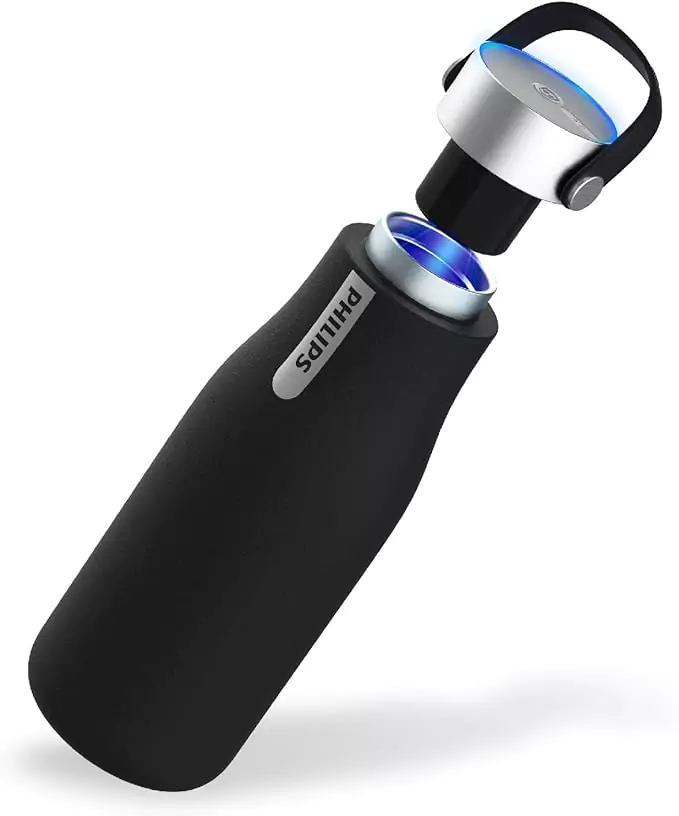 Best Self Cleaning UV Water Bottles on Amazon 2025 4 PHILIPS Water GoZero UV Self-Cleaning Smart Water Bottle Vacuum Stainless Steel Insulated Water Bottle with Handle Double-wall, Auto Cleaning, Keep Drink Hot or Cold, BPA Free, Black, 20oz - Assured Germ Elimination