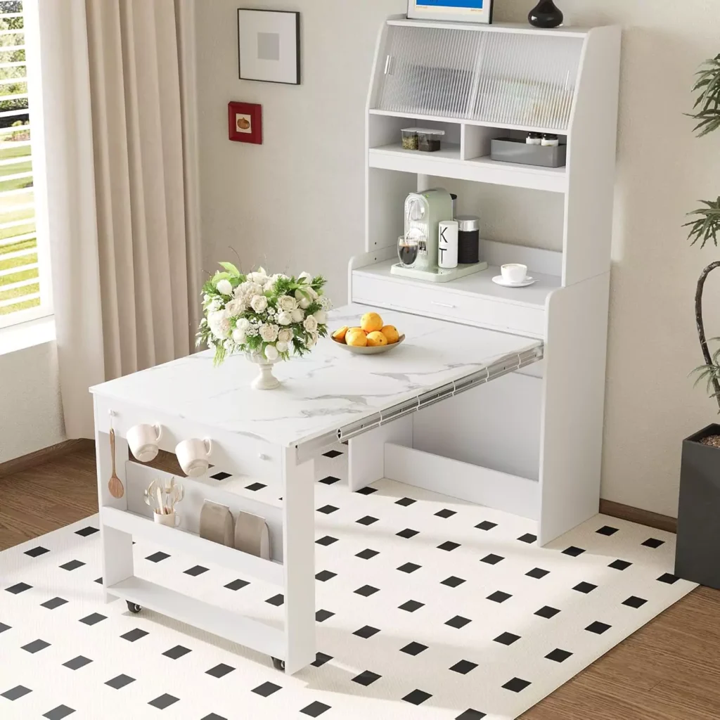 Best Foldable Furniture for Small Spaces on Amazon in 2025 12 Polibi Space-Saving Buffet Hutch with Foldable Table