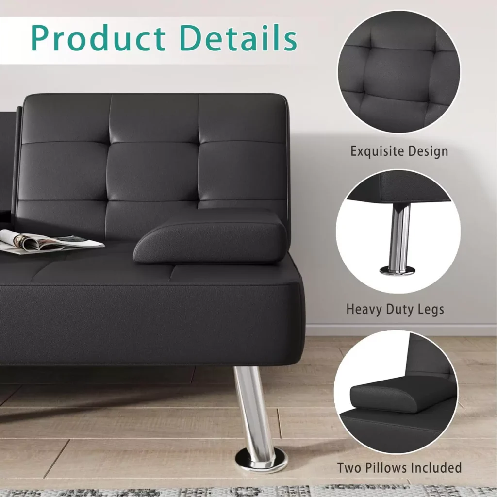 Best Foldable Furniture for Small Spaces on Amazon in 2025 9 Flamaker Futon Sofa Bed Modern Folding Futon Set Convertible Recliner Lounge for Living Room - Adjustable & Convertible